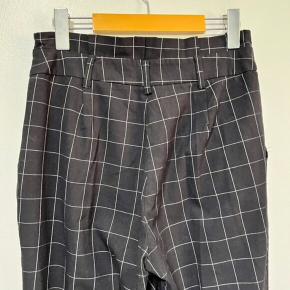 Stradivarius Black Windowpane Plaid Slim Ankle Trousers | Size 6 - Picture 8 of 9